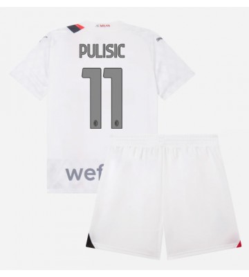 AC Milan Christian Pulisic #11 Segunda Equipación Niños 2023-24 Manga Corta (+ Pantalones cortos)